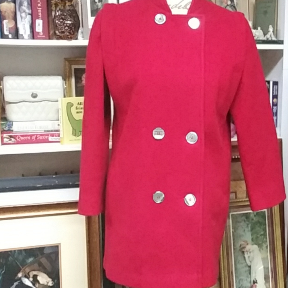 J & H Fashions Red Wool Coat Size 8